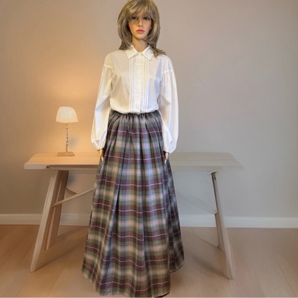 Plaid Maxi Skirt - Gray and Purple Plaid CIVIL WAR DAY CAMP SKIRT RE-ENACTMENT - Picture 2 of 11